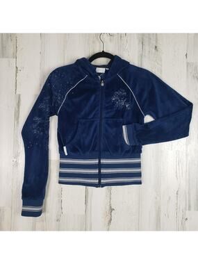 AKDMKS Cropped Full Zip Blue Fleece Hoodie Sweatshirt Women’s Size Medium